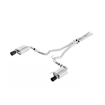Ford Mustang (03/2015 - 10/2017) sports exhaust system stainless steel, with black dual tailpipe (GT)
