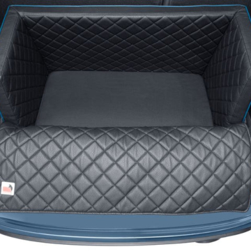 Ford Puma (10/2019 - ..) travel mat for pets artificial leather with blue piping, size: S