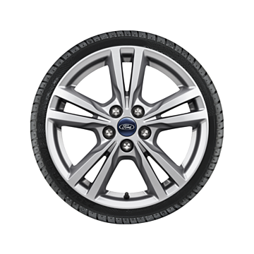 Ford Galaxy / S-MAX (05/2015 - 06/2019) alloy wheel with winter tire 17", 5 x 2-spoke design, silver