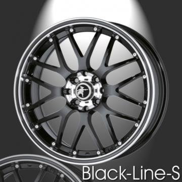 Musketier Citroën C2 lichtmetalen velg Black-Line-S 7x16 zwart rand gepolijst, zwarte rand