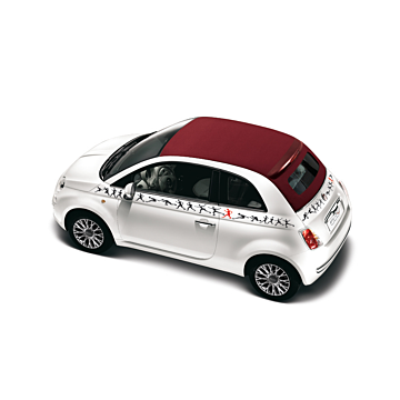 Fiat 500/500c humanoid sticker black / red