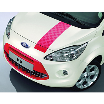 Ford Ka (09/2008 - 05/2016) striping Grand Prix Sunrise (red) without roof spoiler