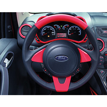 Ford Ka 11/2011 - 09/2013 leather steering wheel black/red leather with red bezel