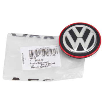 Volkswagen hub cap chrome / black / red 66mm