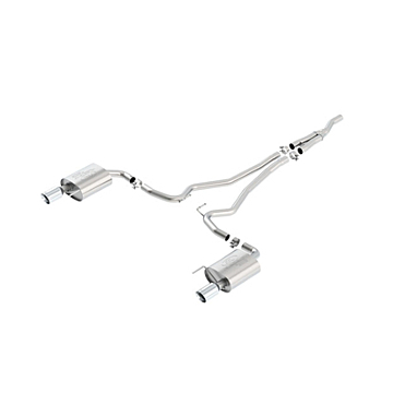 Ford Mustang (03/2015 - 10/2017) sports exhaust system stainless steel, with chrome dual tailpipe (2.3 l EcoBoost)