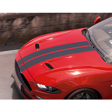 Ford Mustang (03/2018 - 03/2023) racing stripes over-the-top, matte black
