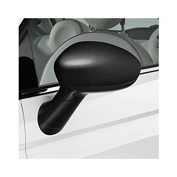 Fiat 500/500c wrapped side mirror covers in micro carbon black