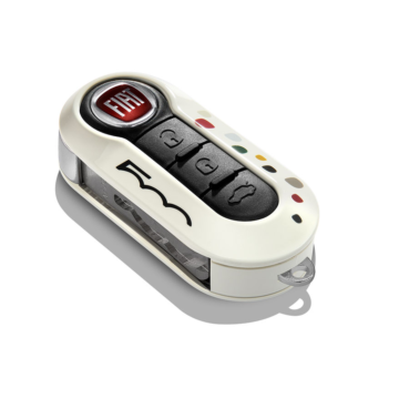 Fiat 500 key cover white with coloured dots and 500 logo