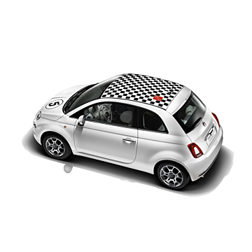 Fiat 500 daksticker geblokt met 500-logo zwart