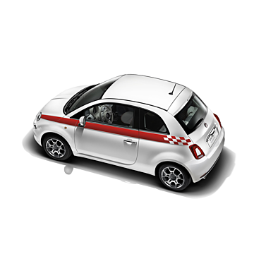 Fiat 500/500c red sports side stripes