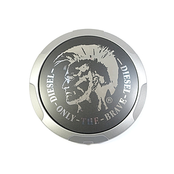 Fiat 500 naafkap donkergrijs / grijs met tekst (ONLY THE BRAVE DIESEL)