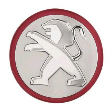 Peugeot hub caps kit polished with a matt red edge