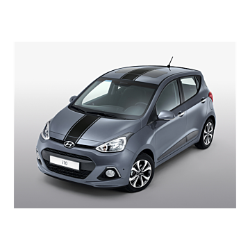 Hyundai i10 (2014 - 2017) body decals, black racing stripes