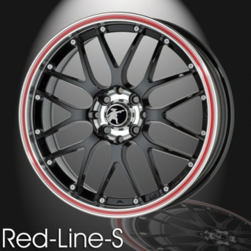 Musketier Peugeot Bipper lichtmetalen velg Red-Line-S 7x16 zwart rand gepolijst, rode rand