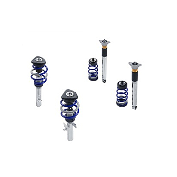 Ford Focus (09/2014 - 03/2018) coilover kit stainless steel with powder-coated springs in Ford Performance blue