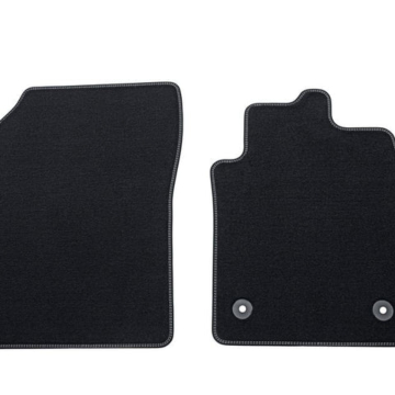 Ford Fiesta (07/2017 - 2023) velour floor mats Premium front, Vignale design, with metal gray stitching RHD