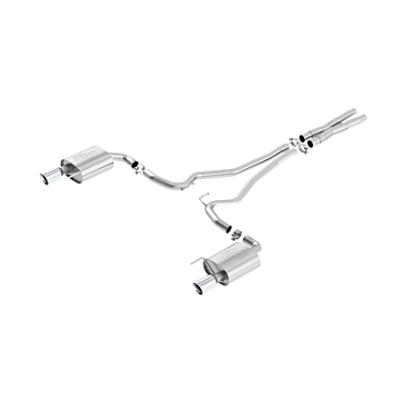 Ford Mustang (03/2015 - 10/2017) sports exhaust system stainless steel, with chrome double tailpipe (GT)