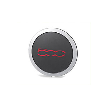 Fiat 500 center cap black / chrome with red text