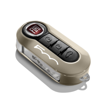 Fiat 500 key covers in pastel mocalatte and white with 500 logo
