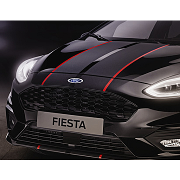 Ford Fiesta (07/2017 - 2023) striping for hood, matte black/glossy red