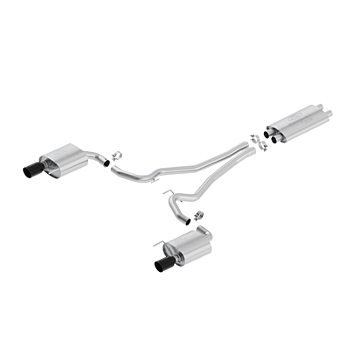Ford Mustang (03/2015 - 10/2017) sports exhaust system stainless steel, with black dual tailpipe (GT)