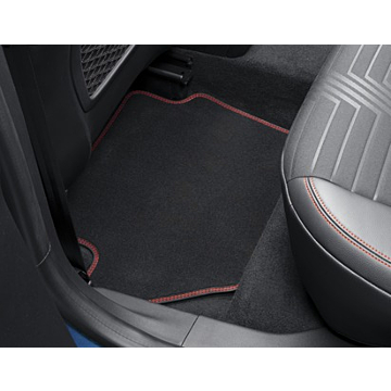Ford Fiesta (07/2017 - 2023) / Puma (10/2019 - ..) floor mats, Premium velour rear, black with red stitching