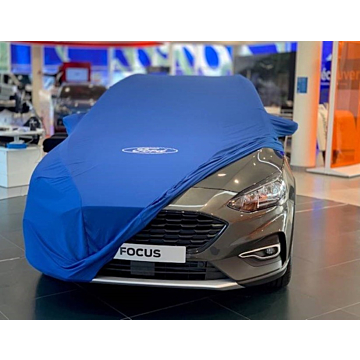 Ford Focus (04/2018 - ..) protective cover Premium Blue, with white Ford oval