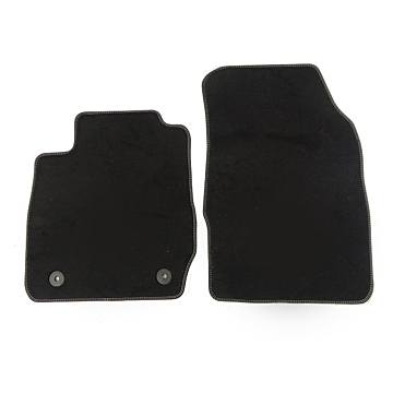 Ford Fiesta 11/2012 - 2017 floor mats, premium velours front, black with metal grey stitching