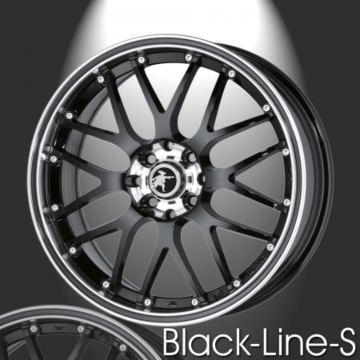 Musketier Peugeot 206 alloy wheel Black-Line-S 7x16 black edge polished, black edge