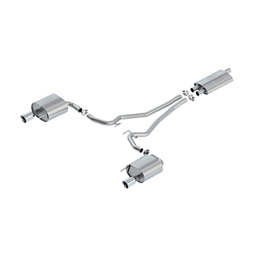 Ford Mustang (03/2015 - 10/2017) sports exhaust system stainless steel, with chrome double tailpipe (2.3 l EcoBoost)