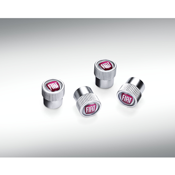 124 SPIDER tyre valve caps with Fiat logo silver