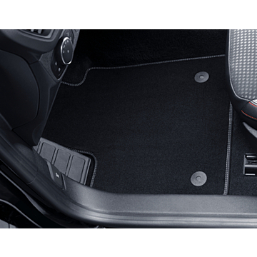 Ford Focus (04/2018 - ..) floor mats, Premium velour front, black with gray stitching