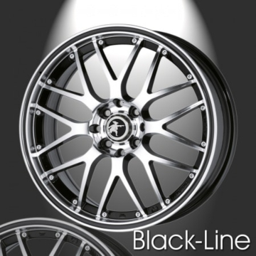 Musketier Peugeot 206 alloy wheel Black-Line 7x16 black polished, black edge