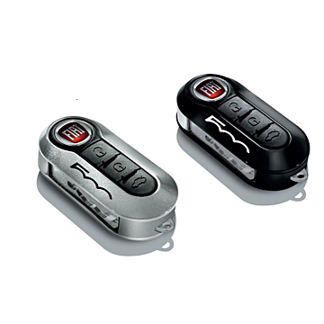 Fiat 500 key covers in licht gray and pastel black with 500 logo