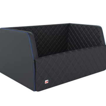 Ford Puma (10/2019 - ..) travel mat for pets artificial leather with blue piping, size: M