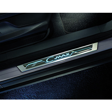 Ford C-MAX (11/2010 - 09/2018) front door sills, with blue illuminated C-MAX logo