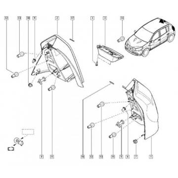 Dacia Sandero 2008 - 2012 achterlicht links