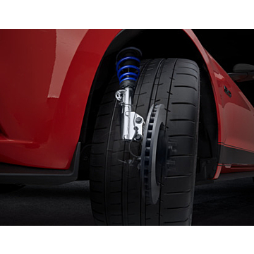 Ford Mustang (03/2018 - 03/2023) coilover kit stainless steel with powder-coated springs in Ford Performance blue