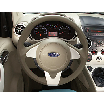 Ford Ka 09/2008 - 05/2014 leather steering wheel Dark Florida (beige) leather with Pearl White bezel