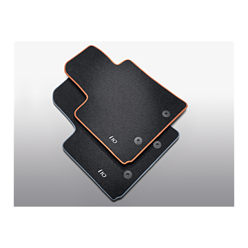 Hyundai i10 (2014 - 2017) floor mats, velour with orange accent, LHD